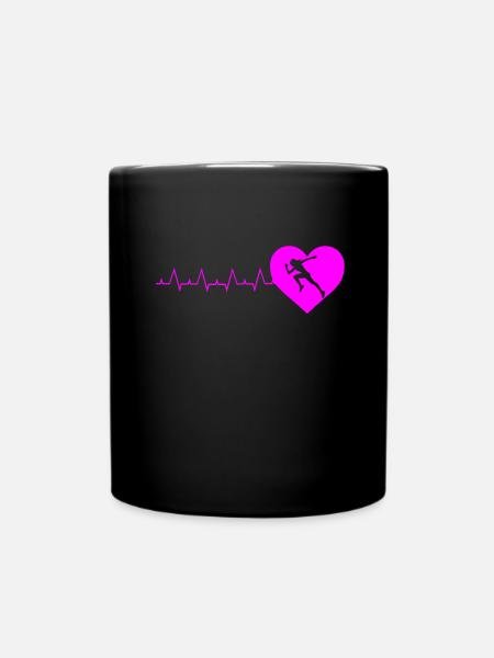 Runner Gift fun Women’s Running Heartbeat Cadeaux - Mug uni - noir