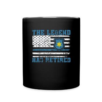 Polizei The Legend Has Retired USA Flagge - Tasse einfarbig - Schwarz - Vorne