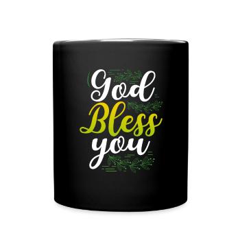 Christliches Geschenk Gott segne dich Christliches Geschenk - Tasse einfarbig - Schwarz - Vorne