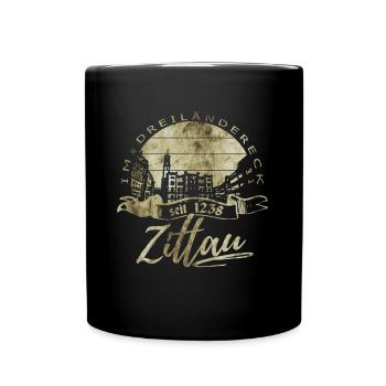 Zittau im Dreiländereck - Tasse einfarbig - Schwarz - Vorne