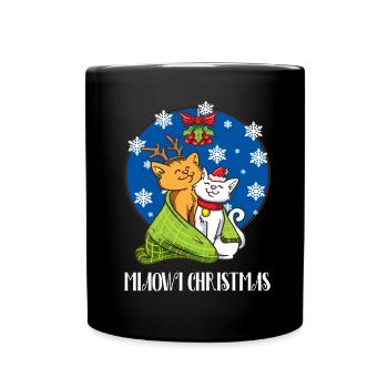 Miaowi Christmas Katzen Pärchen Weihnachten - Tasse einfarbig - Schwarz - Vorne