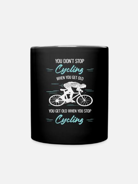Du blir gammel når du slutter å sykle landeveissykkel - Ensfarget kopp - svart