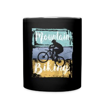 Mountain Biking Vintage Retro Mountain Bike - Full Colour Mug - black - Front