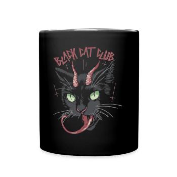 Black Cat Club - Schwarze Katze - Tasse einfarbig - Schwarz - Vorne
