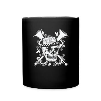 Ska Skull with Hat Trumpet Music Style - Full Colour Mug - black - Front