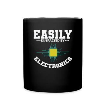 Easily Distracted By Electronics Beruf - Tasse einfarbig - Schwarz - Vorne
