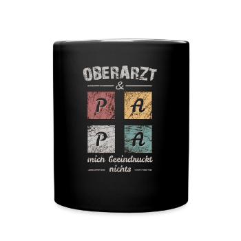Oberarzt und Papa - Tasse einfarbig - Schwarz - Vorne