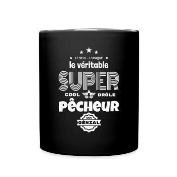 super pêcheur 100% génial humour - Mug uni - noir - Devant