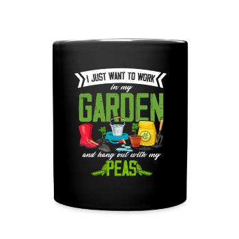 Garden gardening Vegetables Vegan Peas Peas - Full Colour Mug - black - Front