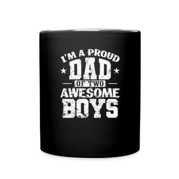 Papa I'm a proud Dad of 2 awesome Boys - Full Colour Mug - black - Front