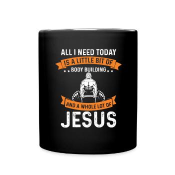 Jesus Christus Gott Christ Bodybuilding Fitness - Full Colour Mug - black - Front