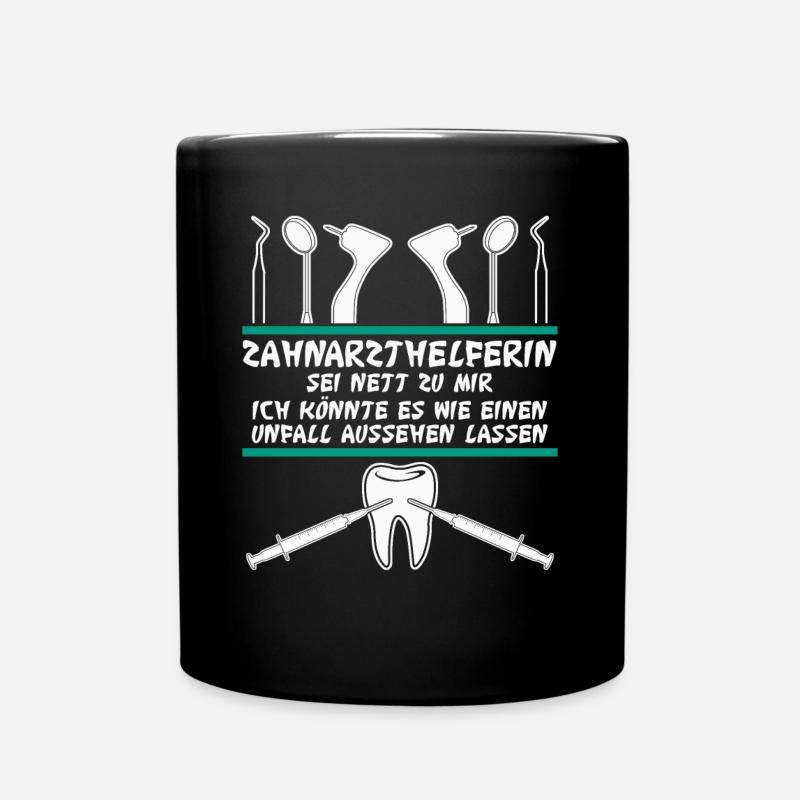 Zahnarzthelferin lustig ZFA - Tasse einfarbig - Schwarz