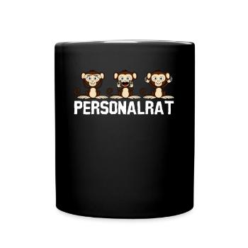 Personalrat 3 Affen Witz Personalräte - Tasse einfarbig - Schwarz - Vorne