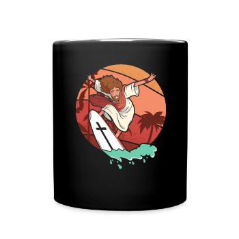 Surfen Jesus Christus Surfer Surfbrett Christ - Tasse einfarbig - Schwarz - Vorne