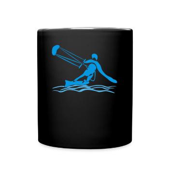 Kiteboarding Kitesurfen Kitesurfer - Tasse einfarbig - Schwarz - Vorne