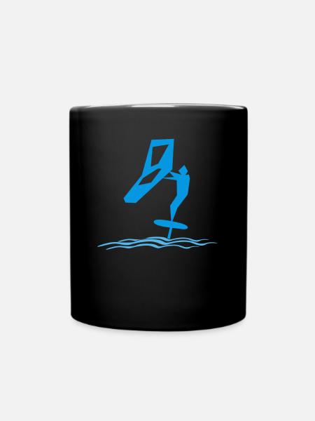 Wing Foiling Hydrofoiling Wing Surf - Full Colour Mug - black