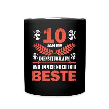10 Jahre Dienstjubiläum - Tasse einfarbig - Schwarz - Vorne