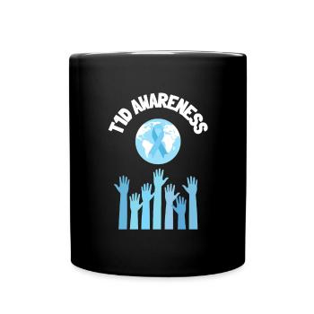 T1D Diabetes Awareness Type 1 Insulin Glucose - Full Colour Mug - black - Front
