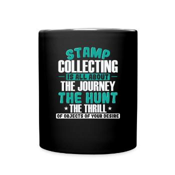 Stamp Collecting it's all about the Journey - Full Colour Mug - black - Front