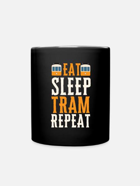 Tram Vehicle Train Streetcar Trolley Cablecar - Full Colour Mug - black