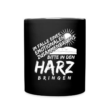 Harz Urlaub Spruch Harzer Brocken - Tasse einfarbig - Schwarz - Vorne