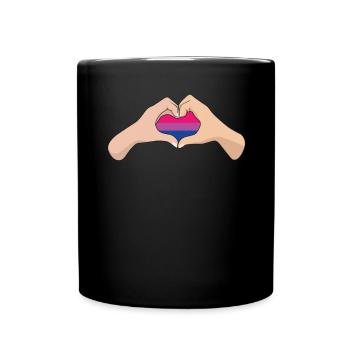 LGBTQ Bisexual Pride Flag Hand Heart - Full Colour Mug - black - Front