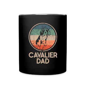 Dog - Vintage Carefree Dad - Full Colour Mug - black - Front