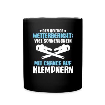 Anlagenmechaniker Klempner Plumber Sanitär Heizung - Tasse einfarbig - Schwarz - Vorne
