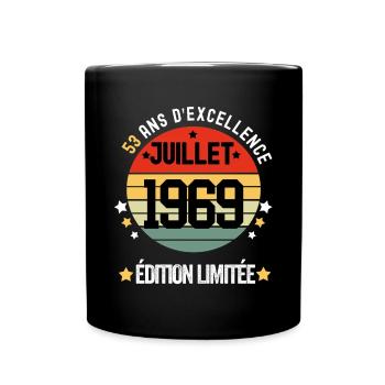 53 ans cadeau anniversaire juillet - Mug uni - noir - Devant