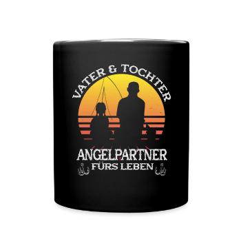 Anglergeschenk Vater und Tochter Partnerlook - Tasse einfarbig - Schwarz - Vorne
