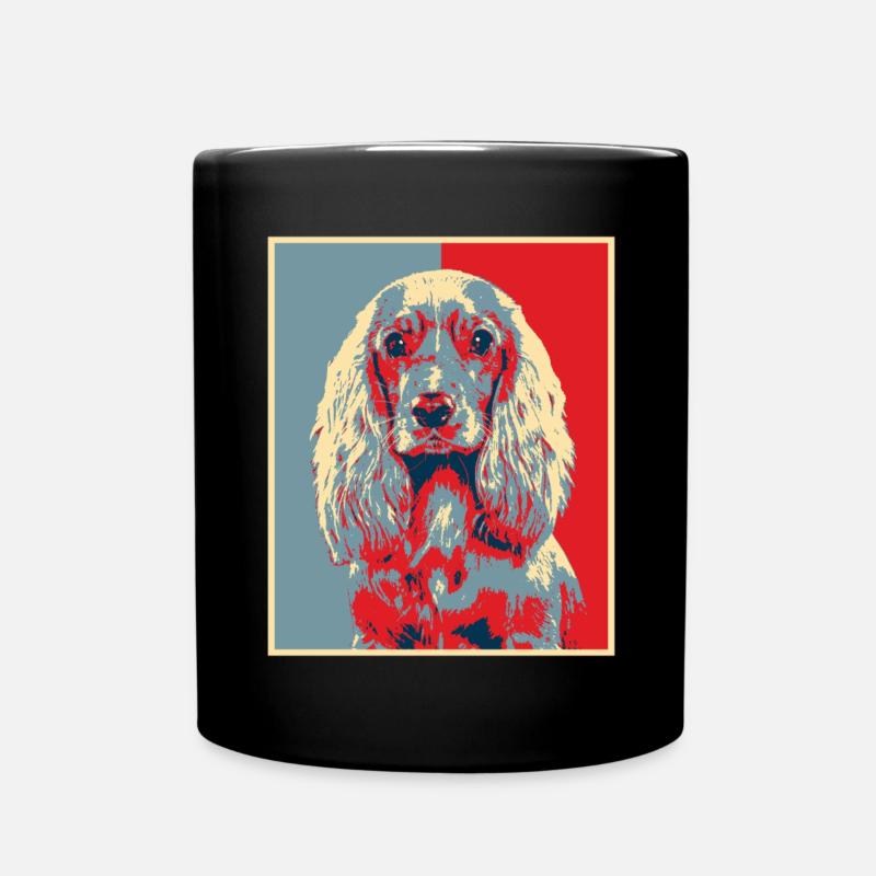 Hundegrafik - Vintager Cockerspaniel - Tasse einfarbig - Schwarz