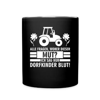 Dorfkinder Dorf Traktor Landkinder - Tasse einfarbig - Schwarz - Vorne