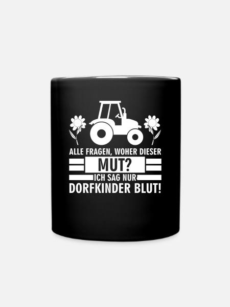 Dorfkinder Dorf Traktor Landkinder - Tasse einfarbig - Schwarz