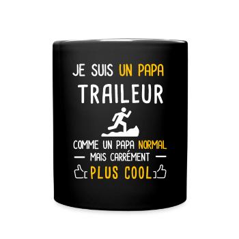 je suis un papa traileur cadeau père trail - Mug uni - noir - Devant