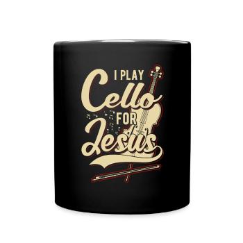 Je joue du violoncelle pour Jésus - Mug uni - noir - Devant