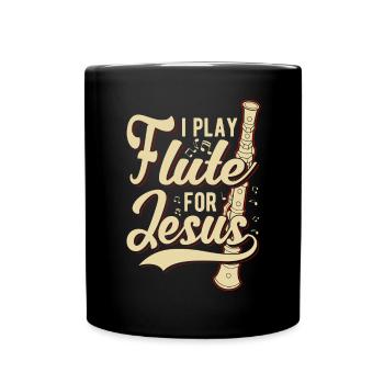 I play flute for Jesus - Full Colour Mug - black - Front