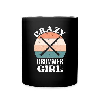 Crazy Drummer Girl - Schlagzeug Drums - Tasse einfarbig - Schwarz - Vorne