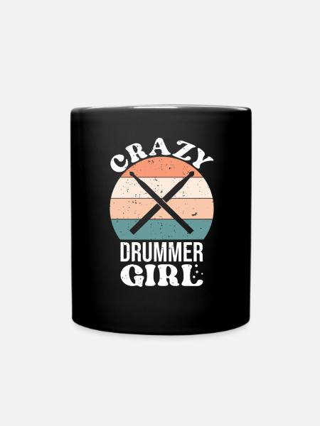 Crazy Drummer Girl - Schlagzeug Drums - Tasse einfarbig - Schwarz