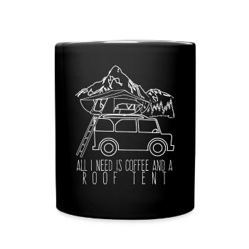 Dachzelt Kaffee und Camping 4x4 Offroad - Tasse einfarbig - Schwarz - Vorne