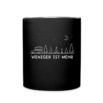 Dachzelten Weniger Ist Mehr I Dachzelt Camping - Tasse einfarbig - Schwarz - Vorne