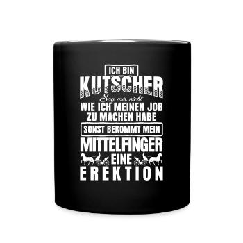 Kutsche Pferdekutsche Witz Kutscher - Tasse einfarbig - Schwarz - Vorne