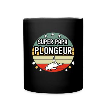 super papa plongeur apnée vintage père plongée - Mug uni - noir - Devant