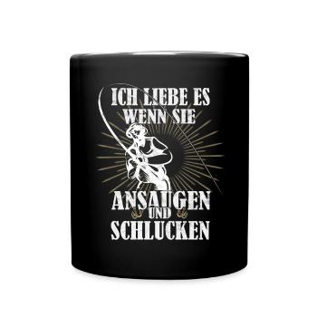 lustige Angler Geschenke Karpfen Angeln - Tasse einfarbig - Schwarz - Vorne