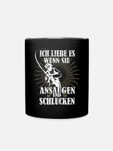 lustige Angler Geschenke Karpfen Angeln - Tasse einfarbig - Schwarz