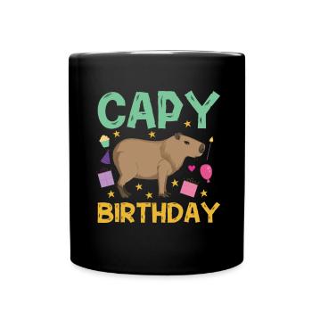 Capy Birthday Capy Birthday Plush Toy Kids - Full Colour Mug - black - Front