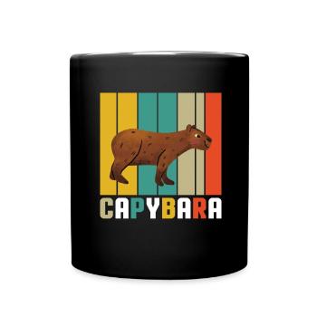 Capybara Kids Gift Capy Birthday Plush Toy - Full Colour Mug - black - Front