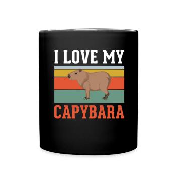 I Love My Capybara Guinea Pig Plush Toy - Full Colour Mug - black - Front