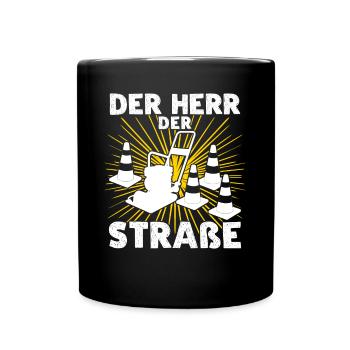 Straßenwärter Straßenbauer Straßenbau - Tasse einfarbig - Schwarz - Vorne