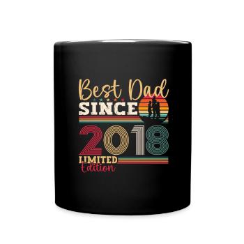 Men's Best Dad Since 2018 Father's Day Gift Fun - Full Colour Mug - black - Front