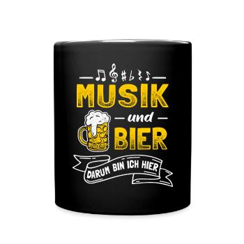Musik und Bier Musiker Notenschlüssel Blasmusik - Tasse einfarbig - Schwarz - Vorne